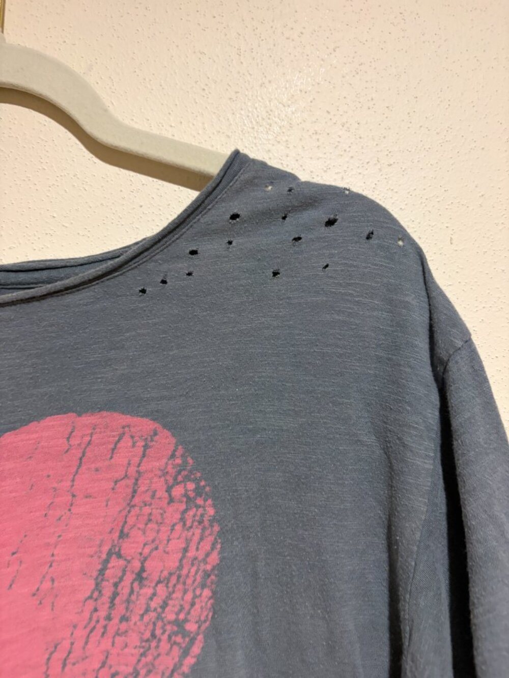 Magnolia Pearl Gray Pink Heart Short Sleeve Distressed Graphic Boyfriend Tee - Picture 8 of 16